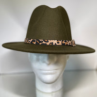 Olive Leopard Fedora