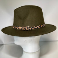 Olive Leopard Fedora